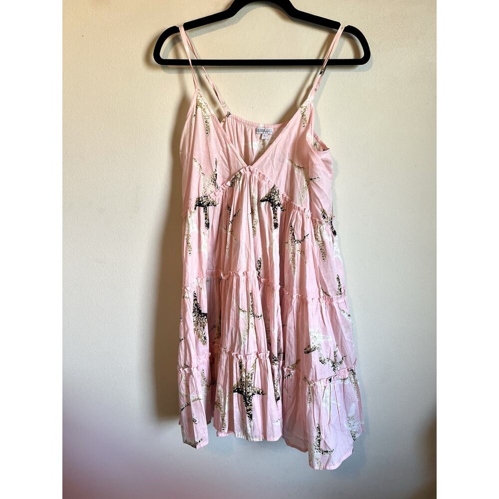 DEBBIE KATZ SOUTH BEACH DRESS COVERUP SZ L PINK TAN BROWN STARFISH RESORT CRUISE